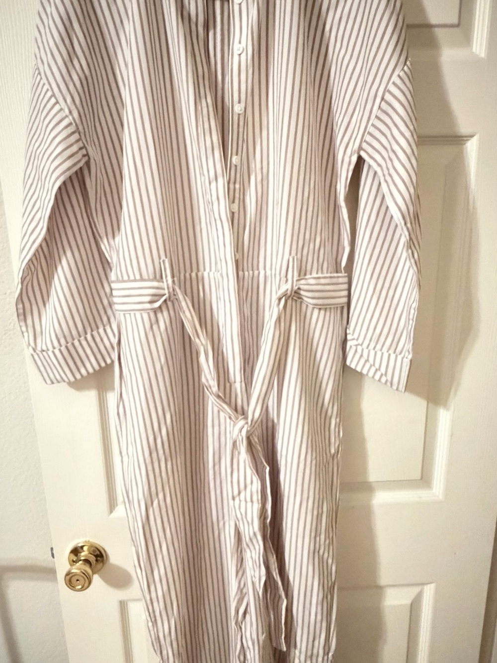 Club Monaco Cream One-Piece with Taupe Stripes